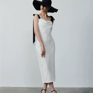 Chic White Midi Dress with Black Accents